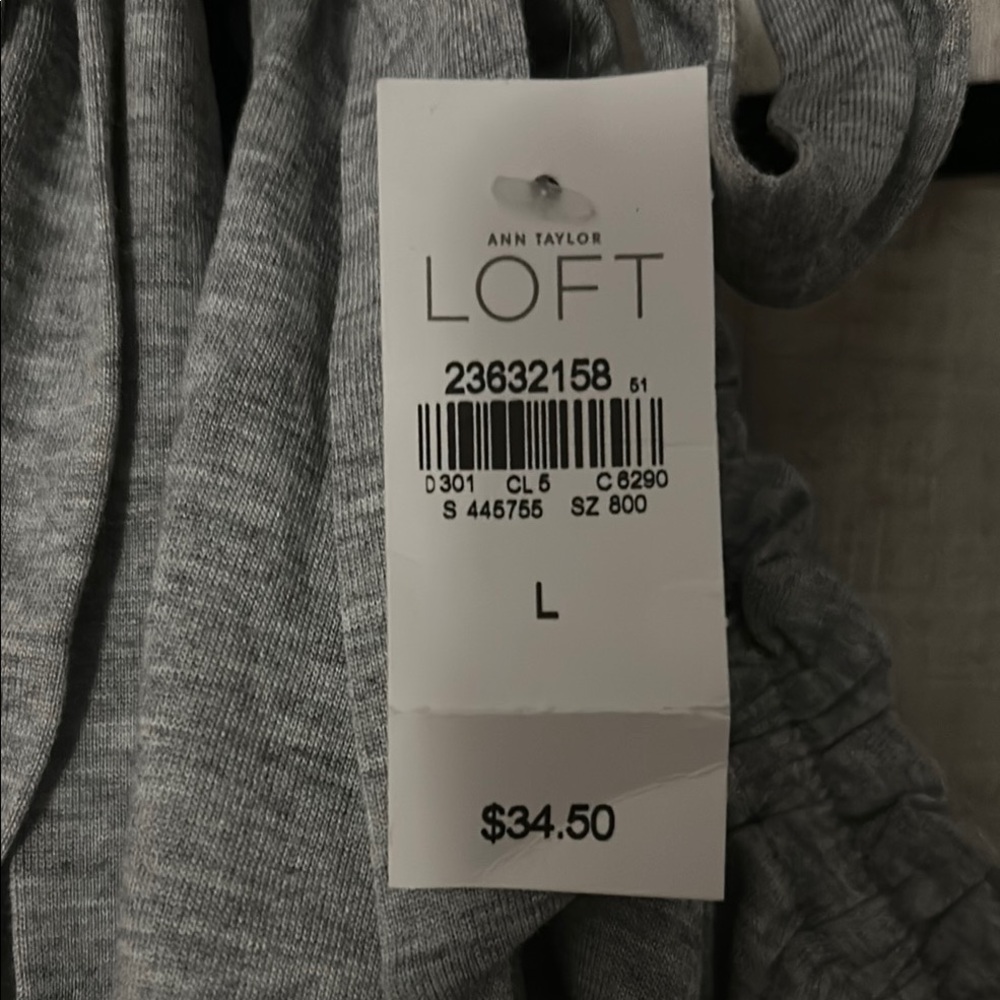 NWT Ann Taylor LOFT Gray One Shoulder Top w/Bow